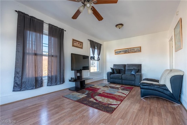 1016 12th St NE, Canton, OH 44704 - living area with wood finished floors, plenty of natural light, and a ceiling fan