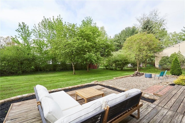2530 Holgate Rd, Akron, OH 44313 - deck with an outdoor living space and a yard