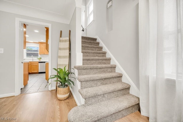 3843 Bendemeer Rd, Cleveland Heights, OH 44118 - stairway with wood finished floors and baseboards