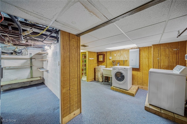 3509 Fargo Dr, Ashtabula, OH 44004 - clothes washing area featuring washer and clothes dryer and carpet