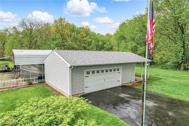 804 Cynthia Ct, Niles, OH 44446 - detached garage with a forest view