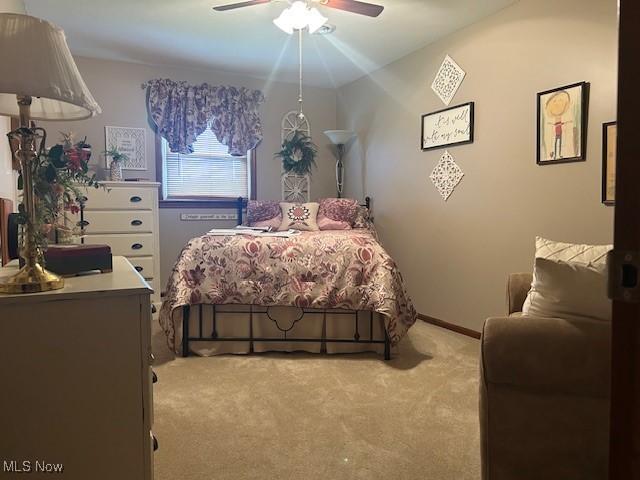 1845 Meadow Ln Unit B, Salem, OH 44460 - bedroom with light carpet and ceiling fan