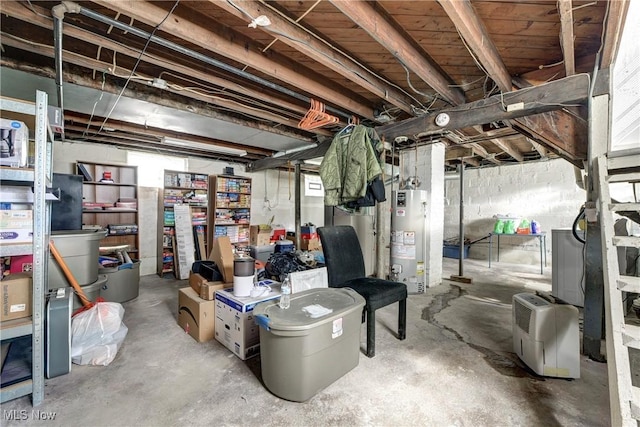 unfinished below grade area with gas water heater