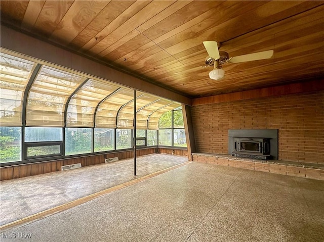 1357 Kearney St, Niles, OH 44446 - unfurnished sunroom with a wood stove