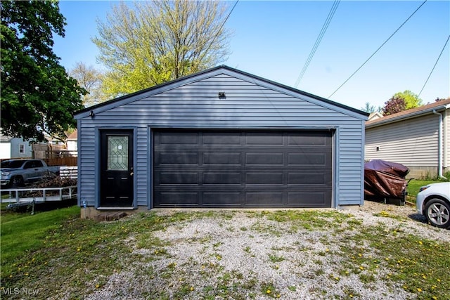 view of detached garage