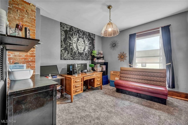 view of carpeted office space