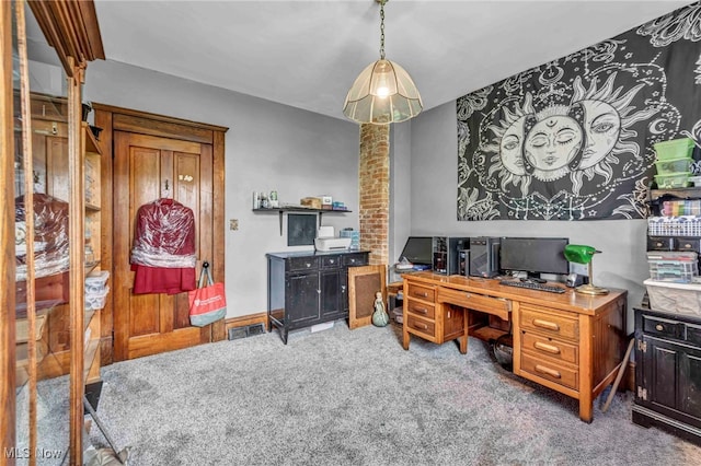 view of carpeted home office