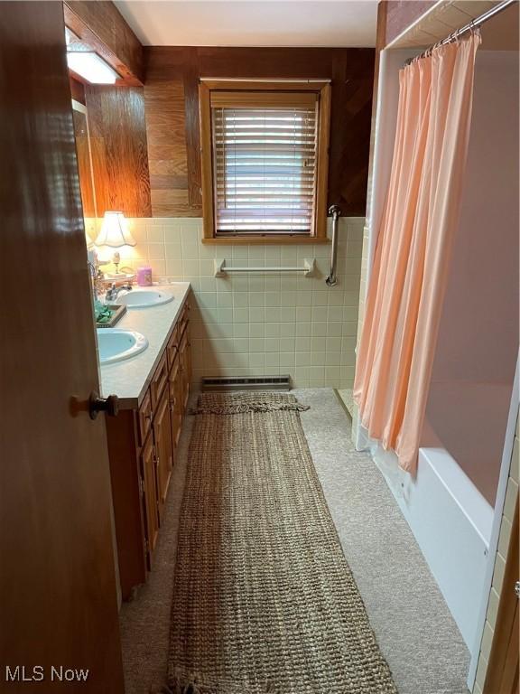 681 Grandview Ave, East Palestine, OH 44413 - full bathroom featuring double vanity and tile walls