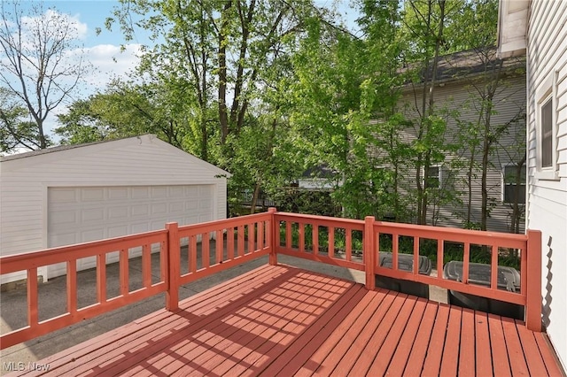 1540 Grand Park Ave, Akron, OH 44310 - wooden deck with a detached garage and an outbuilding