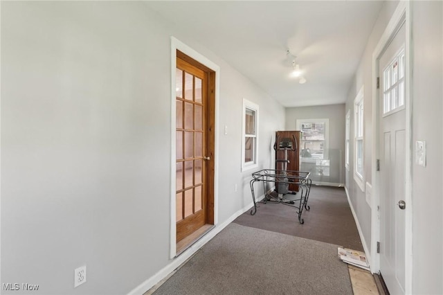 1540 Grand Park Ave, Akron, OH 44310 - corridor with baseboards, carpet flooring, and track lighting