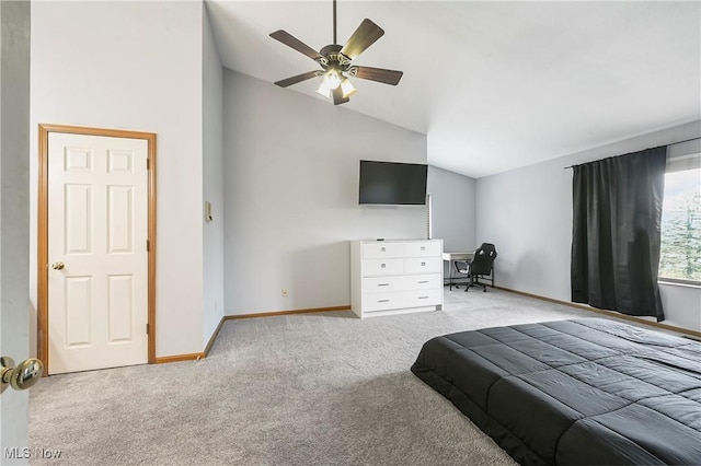 2889 Charing Cross Rd NW, Canton, OH 44708 - carpeted bedroom featuring vaulted ceiling, baseboards, and ceiling fan