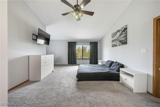 2889 Charing Cross Rd NW, Canton, OH 44708 - bedroom with vaulted ceiling, carpet floors, a ceiling fan, and baseboards