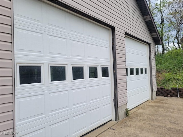 view of garage