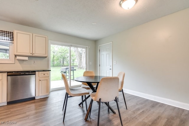 24560 Eldridge Blvd, Bedford Heights, OH 44146 - dining room with light wood-type flooring, healthy amount of natural light, a textured ceiling, and baseboards