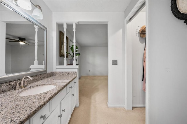 16538 S White Oaks Dr, Strongsville, OH 44136 - bathroom featuring a ceiling fan and vanity