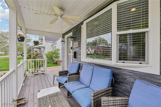 5610 Charles Ave, Parma, OH 44129 - wooden terrace with covered porch and ceiling fan