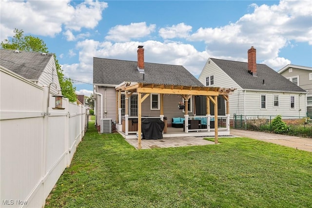 5610 Charles Ave, Parma, OH 44129 - back of house with an outdoor hangout area, a pergola, a patio, and a chimney