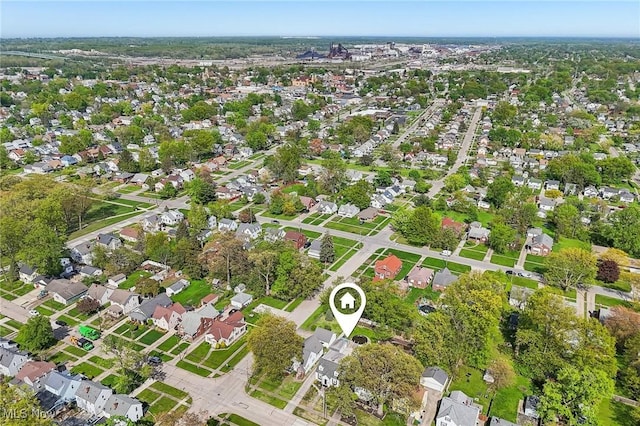 aerial overview of property's location featuring nearby suburban area