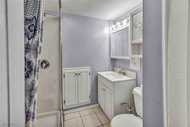 103 N Portage Path, Akron, OH 44303 - full bathroom featuring toilet, tile patterned flooring, vanity, and curtained shower