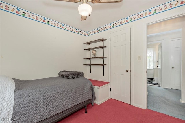 bedroom with carpet and ceiling fan