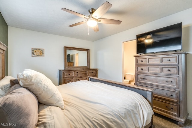 3585 Gerome Ct, Cleveland, OH 44105 - carpeted bedroom with a ceiling fan and connected bathroom