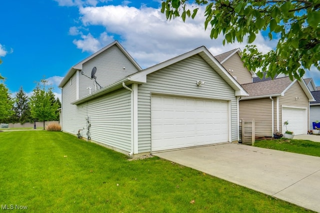 3585 Gerome Ct, Cleveland, OH 44105 - view of home's exterior with an attached garage, a lawn, and driveway