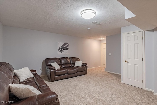 3020 Irena Ln, Twinsburg, OH 44087 - living room featuring a textured ceiling, light colored carpet, and baseboards