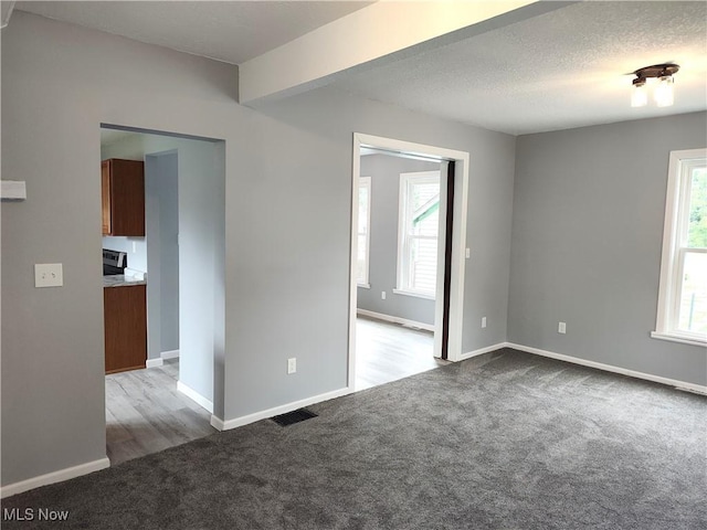 carpeted empty room featuring healthy amount of natural light and baseboards