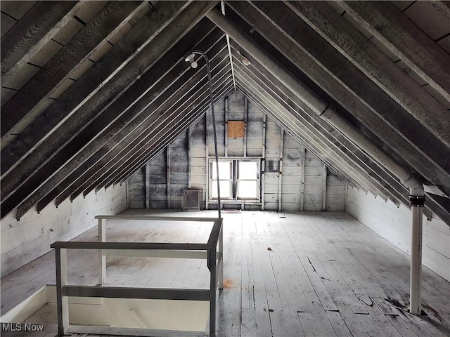 view of unfinished attic