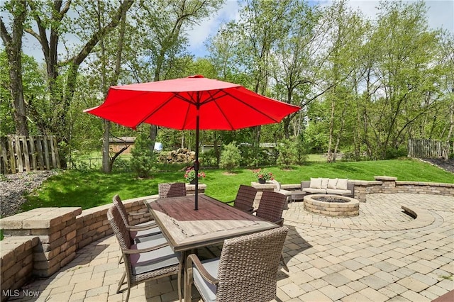1284 Spafford Dr, Copley, OH 44321 - view of patio / terrace featuring a fire pit and outdoor dining space