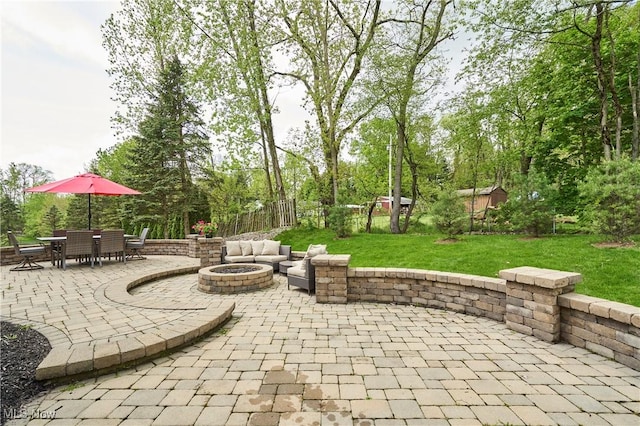 1284 Spafford Dr, Copley, OH 44321 - view of patio featuring a fire pit