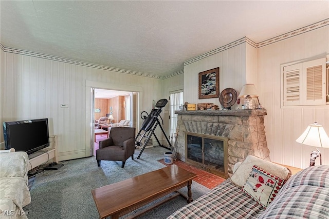 1056 Garman Rd, Akron, OH 44313 - living area featuring carpet floors and a fireplace