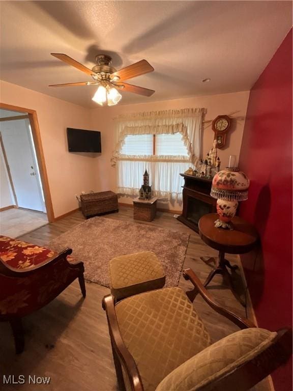 1245 Sageberry Dr, North Lima, OH 44452 - living room with wood finished floors and ceiling fan