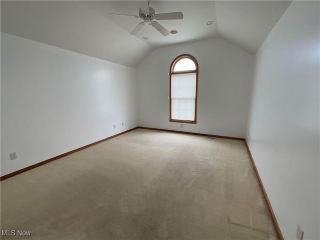 1245 Sageberry Dr, North Lima, OH 44452 - bonus room with lofted ceiling, ceiling fan, and light carpet