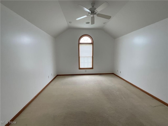 1245 Sageberry Dr, North Lima, OH 44452 - additional living space with a ceiling fan, light colored carpet, and vaulted ceiling