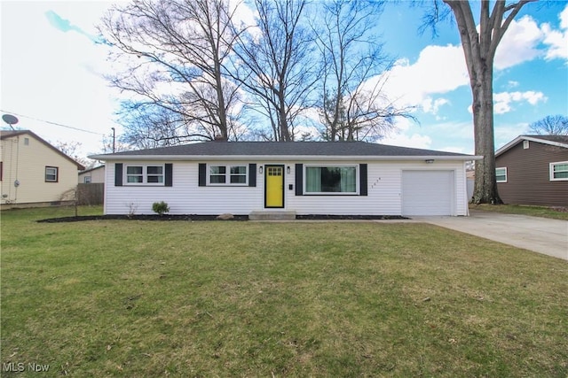 1674 Yolanda Dr, Austintown, OH 44511 - ranch-style home with a garage, driveway, entry steps, and a front lawn