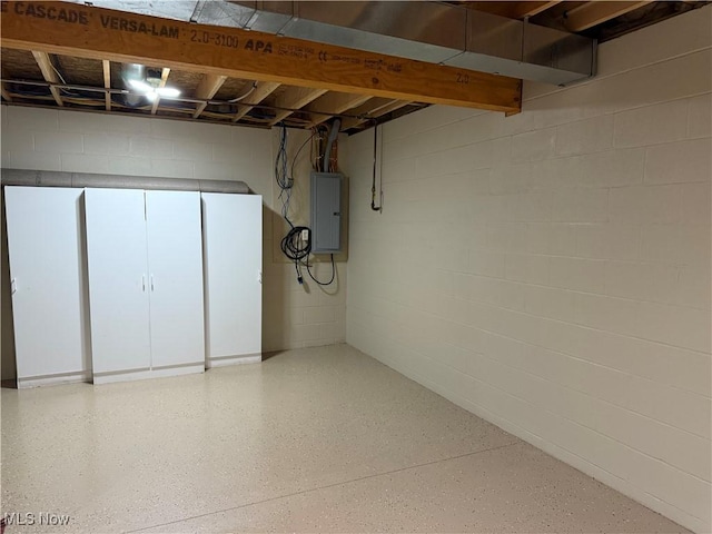 102 Maple, Bethesda, OH 43719 - unfinished below grade area featuring electric panel and concrete block wall