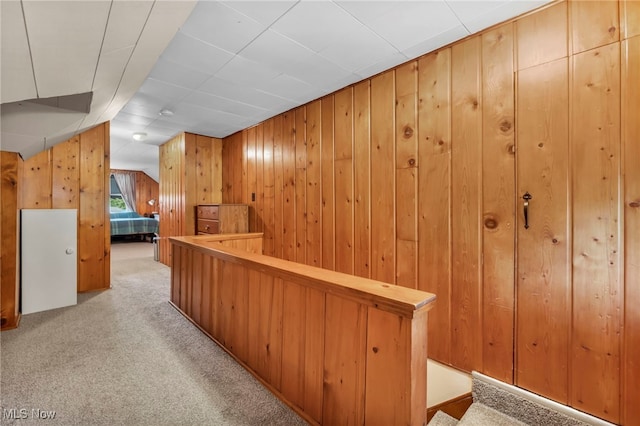 3475 Clague Rd, North Olmsted, OH 44070 - bar area with light carpet and wood walls
