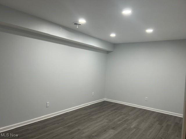 4718 Brushwood Rd, Wakeman, OH 44889 - finished below grade area with recessed lighting, dark wood finished floors, and baseboards