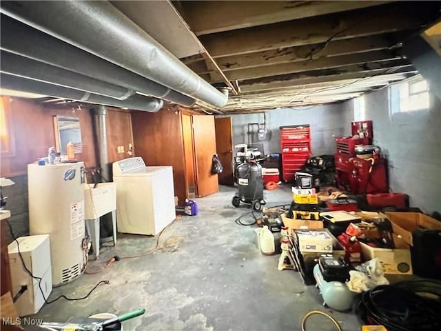 438 Elberen St, Youngstown, OH 44509 - basement featuring washer / clothes dryer and gas water heater