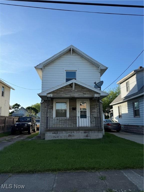 438 Elberen St, Youngstown, OH 44509 - view of front of home with a porch and stone siding