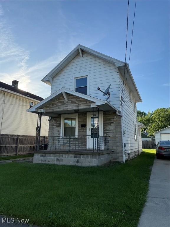 438 Elberen St, Youngstown, OH 44509 - view of front of home featuring a porch and stone siding