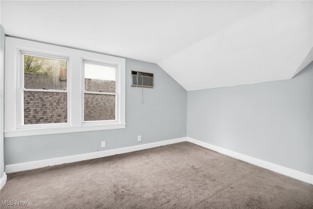 3436 Beechwood Ave, Cleveland Heights, OH 44118 - bonus room with carpet flooring, lofted ceiling, baseboards, and a wall mounted air conditioner