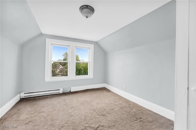 3436 Beechwood Ave, Cleveland Heights, OH 44118 - additional living space featuring a baseboard radiator, lofted ceiling, carpet floors, and baseboards