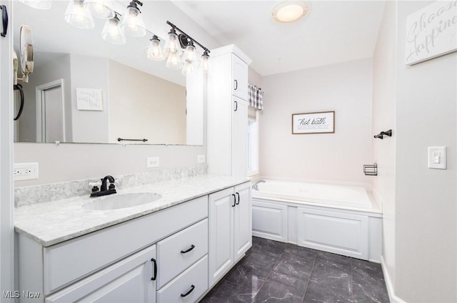 99 Township Road 262, Bloomingdale, OH 43910 - full bathroom featuring marble look tiles, vanity, and a garden tub