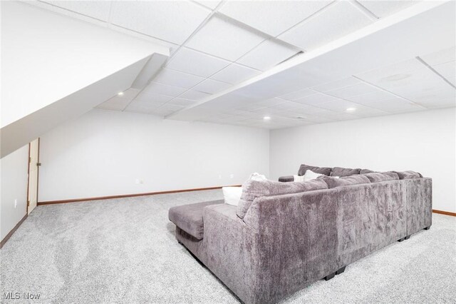 99 Township Road 262, Bloomingdale, OH 43910 - living room featuring carpet, baseboards, a drop ceiling, and recessed lighting