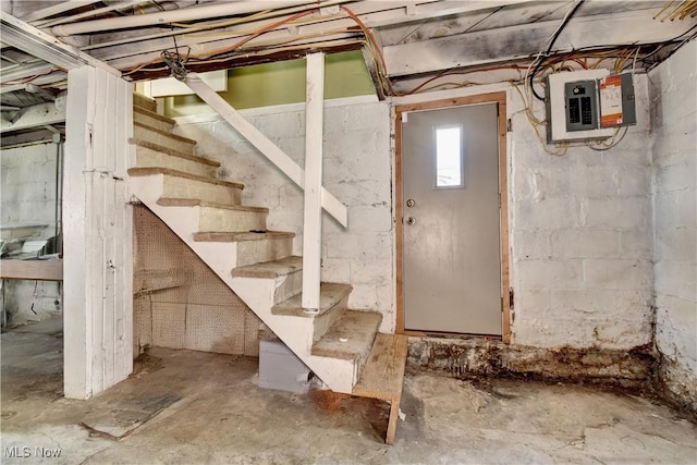 17 Spring St, Dennison, OH 44621 - basement featuring electric panel and stairway