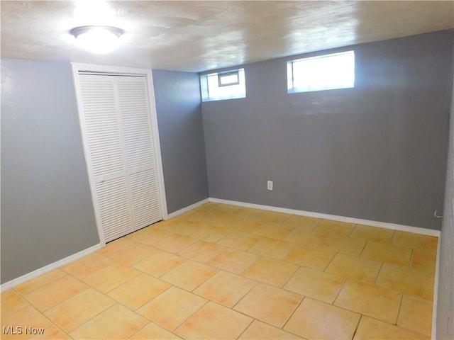 below grade area with baseboards