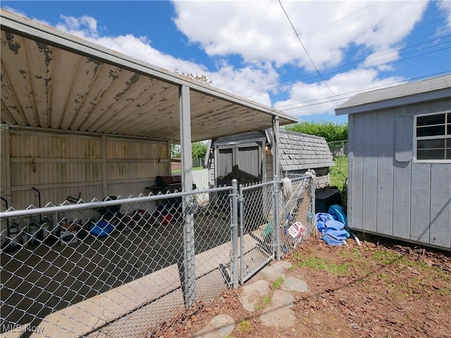 111 Pine Ln, Barnesville, OH 43713 - view of home's exterior with a shed, fence, an outdoor structure, a detached carport, and a gate