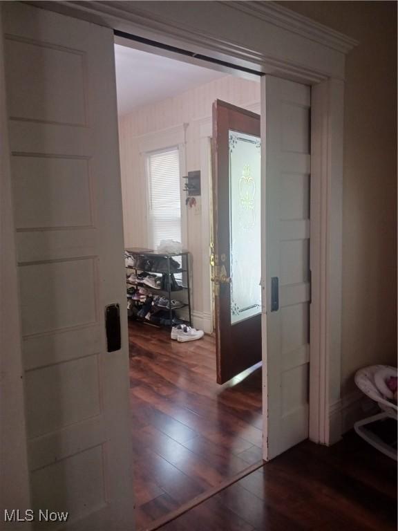 636 4th St, Marietta, OH 45750 - hall with dark wood-style flooring